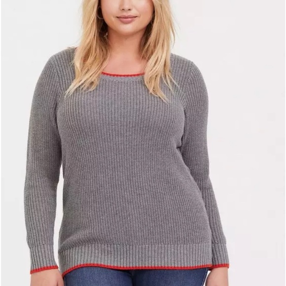 Torrid Gray & Blood Orange Sweater - Size 3 - Picture 2 of 6